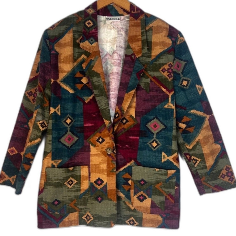 Vintage Sunbelt Southwestern 80’s Cotton Aztec Western Blazer Jacker